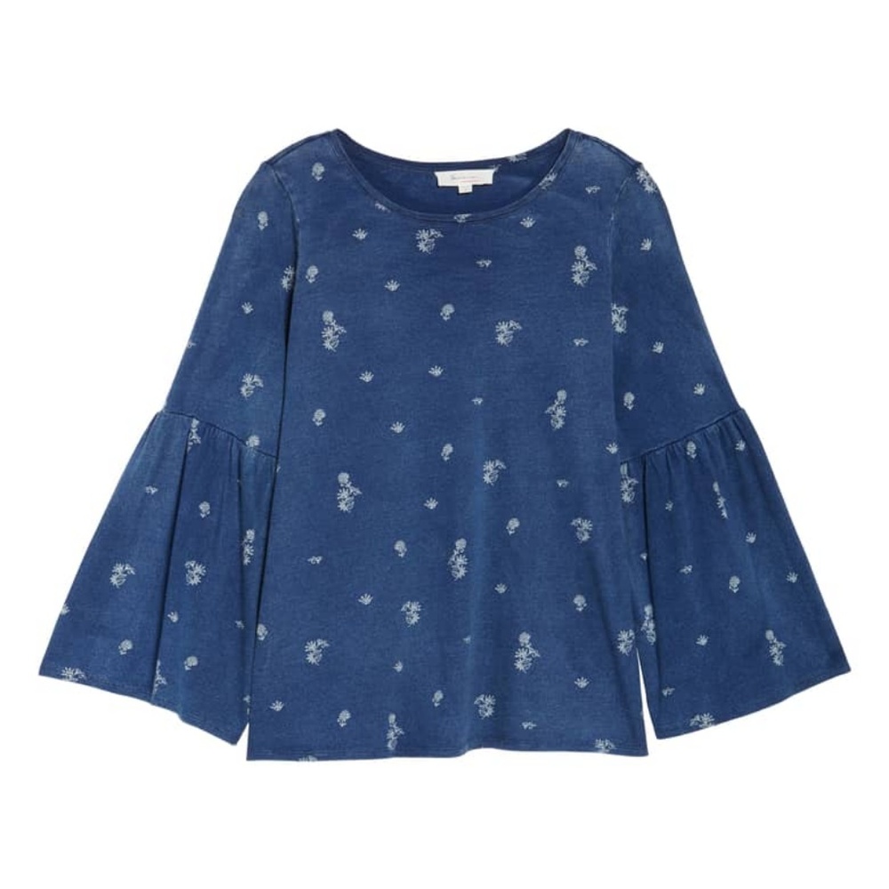 Two by Vince Camuto Floral Print Bell Sleeve Top